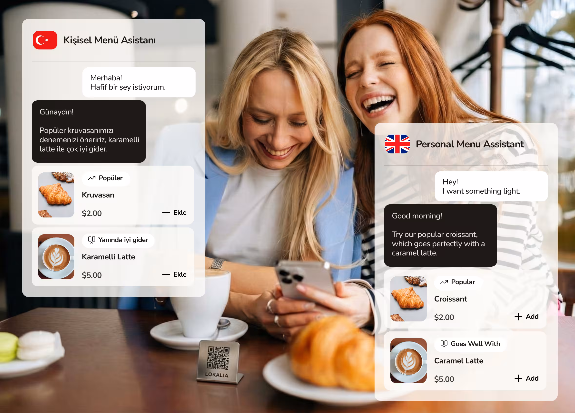 Menünüz her dilde konuşur